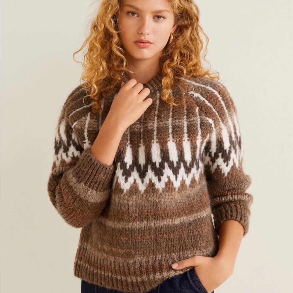Mango Brown and White Patterned Sweater - Picture 2 of 13